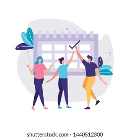 vector illustration. business concept. flat style. people make a schedule vector