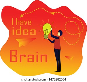 Vector illustration with business concept in flat design style. Men come up with an idea.