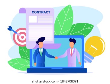 Vector illustration of a business concept. Business people working together to shake hands. Build a business together. financing creative projects.