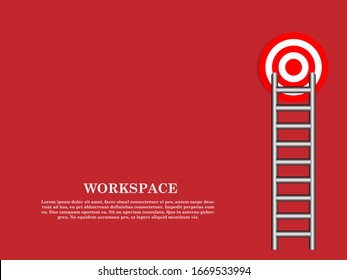 Vector illustration. Business concept, red ladder leading to target. The growth of the exchange rate. Business concept
