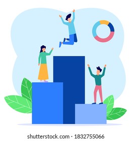 Vektorgrafik eines Geschäftskonzepts. Teamwork zu Erfolg, Investment Card Management. Schnelles Wachstum der Unternehmen.
