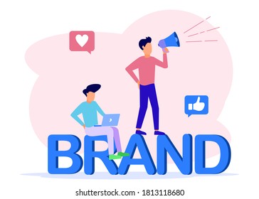 Vector illustration of business concepts, company products, marketing and promotional campaigns. Trade strategy, individual branding, build your personal branding concept.