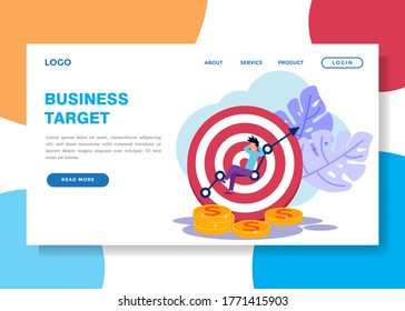 Vector illustration of business concepts, targets with graphs, press targets, creative ideas, goal achievement.