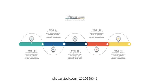 Vector illustration business data visualization process infographic template design with 5 step