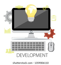 Vector illustration of business development & solution concept with "development" creative solution icon.