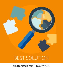 Vector illustration of business development and solution concept with "development solutions" creative solution icon.