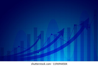 Vector illustration business development to success and growing growth concept. Arrow graph corporate future growth plan with blue background