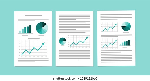 Vector illustration of Business documents. Paperwork. Business reports.
