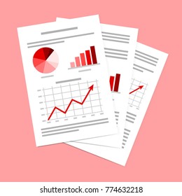 Vector illustration of Business documents. Paperwork. Business reports.