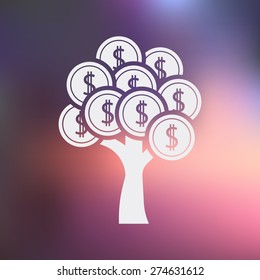 vector illustration of business and finance icon tree coin