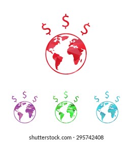 vector illustration of business and finance icon planet money