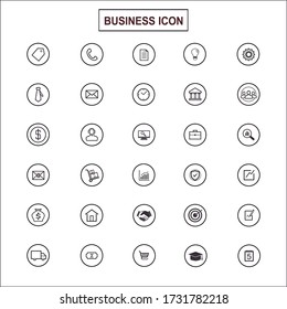 Vector Illustration of Business flat icons in black and white