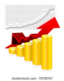 Vector illustration of business graph with coins