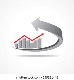 Vector Illustration of business graph on arrow