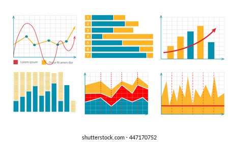 vector illustration of Business graphics and charts set. Analysis and management of financial assets. infographics elements. Pictures for light theme