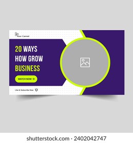 Vector illustration business grow tips and trics video thumbnail banner design, business idea concept banner design, vector eps 10 file format