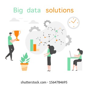 Vector illustration of business growth, financial increase. People. Search engine optimization, data analysis Big data, digital technology concept. Design for website, app, banner, poster or print.