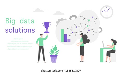Vector illustration of business growth, financial increase. People. Search engine optimization, data analysis Big data, digital technology concept. Design for website, app, banner, poster or print.