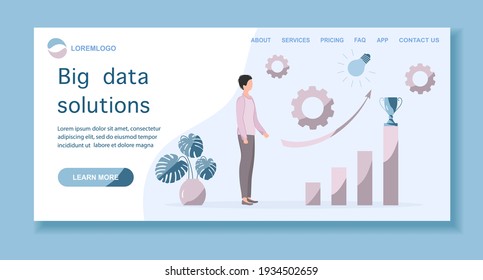 Vector illustration of business growth, financial increase. People. Search engine optimization, data analysis Big data, digital technology concept. Design for website, app, banner, poster or print