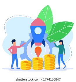 Vector illustration of business growth that increases every month. prepare for a start-up business project. career awakening to success, flat color icon, business analysis.