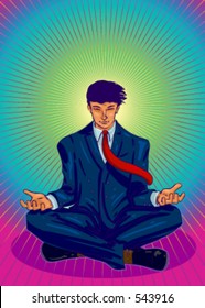 Vector Illustration of a business guru, meditating.