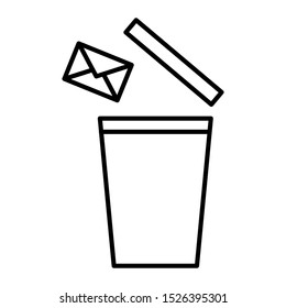 vector illustration of a business icon. delete messages with isolated white background. color can be changed. line style
