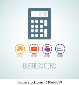 Vector illustration of business icon in the form of calculator. Flat additional symbols for business and web graphics.