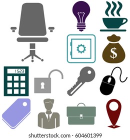 Vector Illustration of business icon set. 13 icons total. Minimal Modern.
