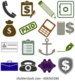 Vector Illustration of business icon set. 16 icons total. Minimal Modern.
