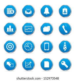 Vector illustration of business icons in buttons.