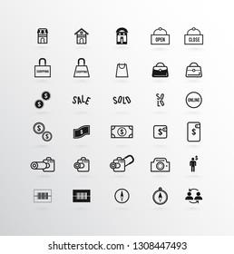 Vector Illustration. Business icons set, Icons for business, finance, marketing, commercial In White background