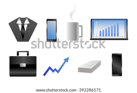 Vector illustration business icons set. Isolated white background