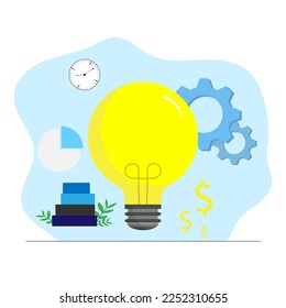 Vector illustration business idea concept,Creative solution lightbulb inspiration
