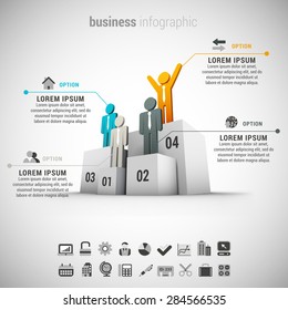 Vector illustration of business info graphic made of people.