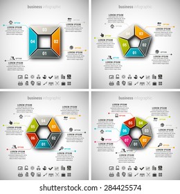 Vector illustration of business info graphics with variety of cores inside each.