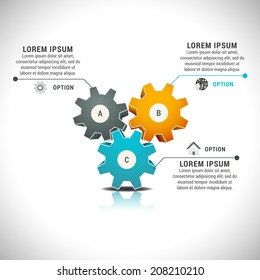 Vector illustration of business infographic made of gears. 