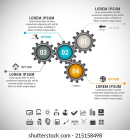 Vector illustration of business infographic made of gears.