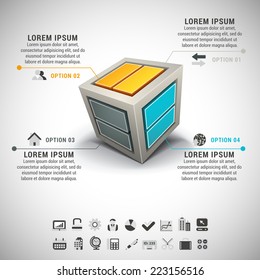 Vector illustration of business infographic made of cube. EPS10.