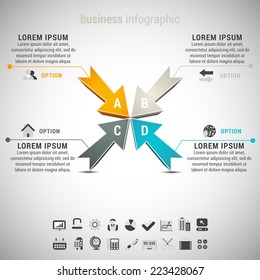 Vector illustration of business infographic made of arrows. EPS10. 