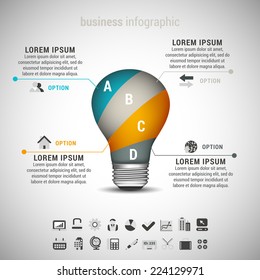 Vector illustration of business infographic made of bulb. EPS10. 