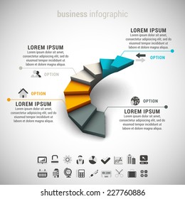 Vector Illustration Of Business Infographic Made Of Stairs. EPS10.