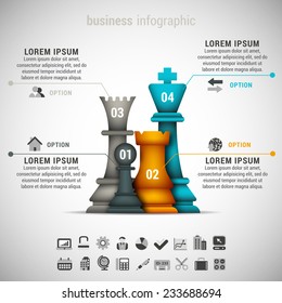 Vector illustration of business infographic made of chessman.