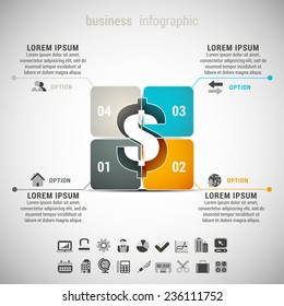 Vector illustration of business infographic made of dollar.