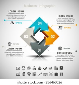 Vector illustration of business infographic made of arrows.