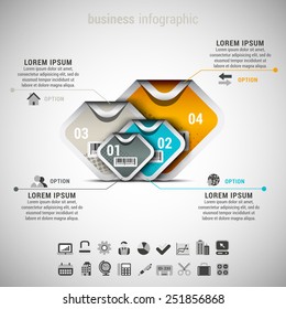 Vector illustration of business infographic made of stickers.