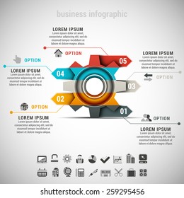 Vector illustration of business infographic made of gear.