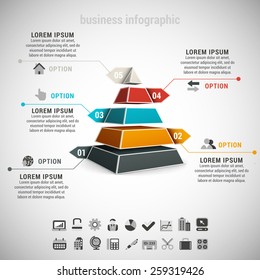 Vector illustration of business infographic made of pyramid.
