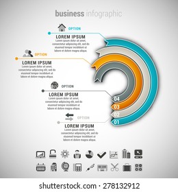 Vector illustration of business infographic made of arrows.