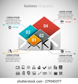 Vector illustration of business infographic made of envelopes.