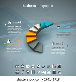 Ilustração vetorial de negócios infográfico feito de escadas.